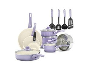 Purple Ceramic Nonstick 16-Piece Cookware Set