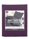 Purple Microfibre Double Duvet Cover Set with Pillows