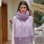 RIIQIICHY Lilac Pashmina Shawl