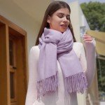 RIIQIICHY Lilac Pashmina Shawl