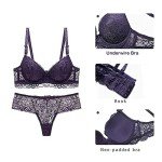 SHEKINI Purple Lace Bra and Thong Set