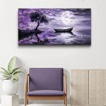 KELIYUAN Purple Landscape Canvas Wall Art for Home Decor