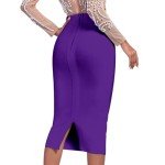 Purple High Waist Midi Bandage Pencil Skirt