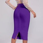 Purple High Waist Midi Bandage Pencil Skirt