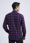 Men's Purple/Black Checked Flannel Button-Up Shirt