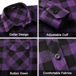 Men's Purple/Black Checked Flannel Button-Up Shirt