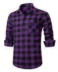 Men's Purple/Black Checked Flannel Button-Up Shirt