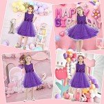 Purple Princess Dress with Flower Bow for Girls