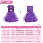 Purple Princess Dress with Flower Bow for Girls