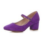 Purple Mid Block Heel Mary Jane Court Shoes
