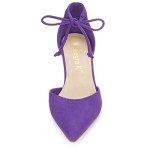 Purple Block Heel Ankle Tie Dress Shoes