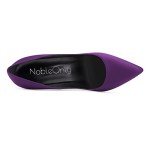 Purple Satin Block Heeled Pointed Toe Shoes