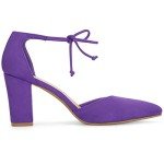Purple Block Heel Ankle Tie Dress Shoes