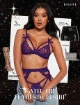 RS LOVE Purple Lace Garter Lingerie Set