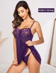 AVIDLOVE Purple Lace Mesh Babydoll Chemise