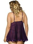 SCICENT Purple Lace Babydoll Lingerie Nightdress for Women