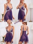 AVIDLOVE Plus Size Purple Lace Babydoll Lingerie