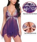 AVIDLOVE Plus Size Purple Lace Babydoll Lingerie