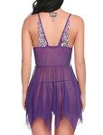 AVIDLOVE Plus Size Purple Lace Babydoll Lingerie