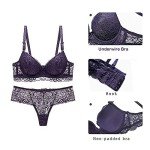 SHEKINI Purple Lace Bra and Thong Set
