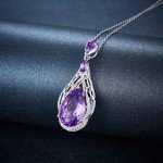 Purple Amethyst Filigree Pendant in Silver Necklace