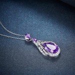 Purple Amethyst Filigree Pendant in Silver Necklace