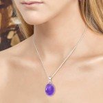 Real Purple Amethyst 925 Silver Pendant Necklace