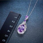 Purple Amethyst Filigree Pendant in Silver Necklace