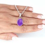 Real Purple Amethyst 925 Silver Pendant Necklace