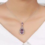 Purple Amethyst Filigree Pendant in Silver Necklace