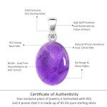Real Purple Amethyst 925 Silver Pendant Necklace