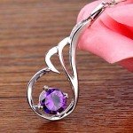Purple Round Zircon White Gold Plated Necklace