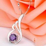 Purple Round Zircon White Gold Plated Necklace