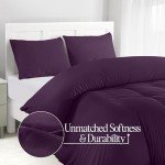 Purple Microfibre Double Duvet Cover Set with Pillows