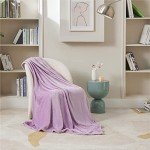Light Purple Fleece Throw Blanket for Sofa and Bed