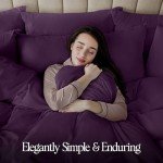 Purple Microfibre Double Duvet Cover Set with Pillows