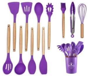 12-Piece Purple Silicone Kitchen Utensils Set