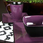 Solid Purple Stoneware Square Dinnerware Set, 16 Pieces