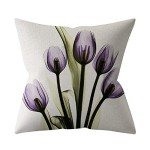 Purple Flower Throw Pillow Covers Set of 4