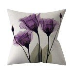 Purple Flower Throw Pillow Covers Set of 4