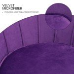 Purple Velvet Accent Chair with Ottoman and Cushion