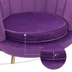 Purple Velvet Accent Chair with Ottoman and Cushion