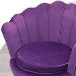 Purple Velvet Accent Chair with Ottoman and Cushion