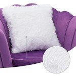 Purple Velvet Accent Chair with Ottoman and Cushion
