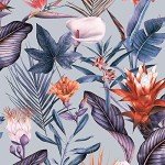 Lilac Tropical Floral Silver Wallpaper
