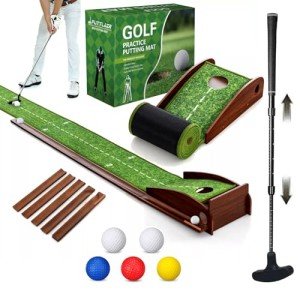 Indoor Golf Putting Mat with Putter and Balls
