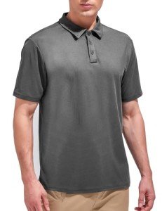 Aleture Men's Performance Polo Shirt - Dark Grey, 2XL