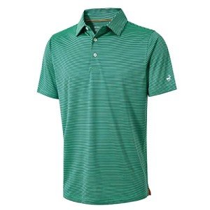 Men's Moisture-Wicking Golf Polo Shirt - Green Stripe