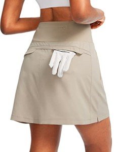 High Waisted Golf Skorts with 5 Pockets - Khaki