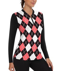 Soneven Women's Moisture-Wicking Argyle Golf Shirt